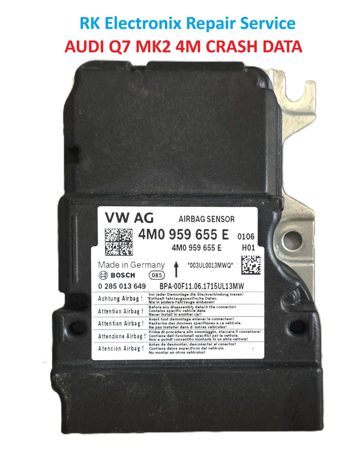 Audi A6 4B C5 Airbag Crash Data 4M0959655 Repair Service